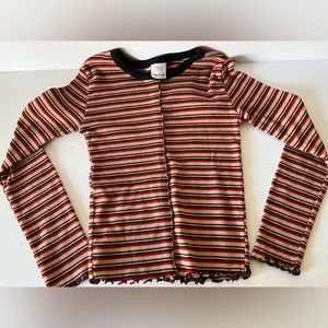 ZARA Girls Long Sleeve Striped Shirt Y2K